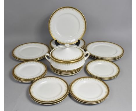 A Paragon Athena Pattern Dinner Service to comprise Lidded Tureen, 15 Large and 15 Smaller Plates 