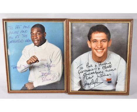 Two Framed Vintage Photographs, One with Hand Written Dedications by Frank Bruno and Gary Lineker , 21x19cms 