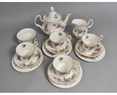 A Part Royal Albert Lavender Rose Tea Set to comprise Four Cups, Saucers, Side Plates and a Sugar Bowl and a Bachelors Tea Po