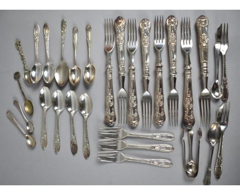 A Collection of Silver Plated Fruit Forks, Teaspoons, Salt Spoons Etc 