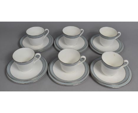 A Royal Doulton Etude Pattern Tea Set to comprise Six Saucers and Side Plates 