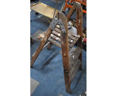 A Vintage Two Step Wooden Ladder 