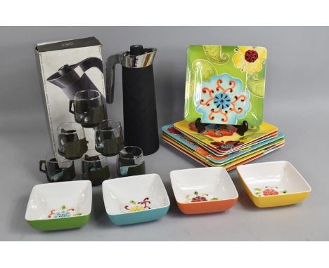 A Collection of Various Vintage and Contemporary Items to include Plastic Picnic Set, Cups, Coffee Pots Etc 