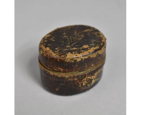 A Late Victorian Leather Covered Inkwell with Hinged Lid, 4.5cms Wide 