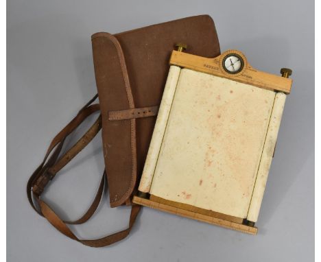 A WWI Map Board by Elliot Bros, London, Frame Incorporating Compass and Inscribed Patent Number 1441 in Original Canvas Carry