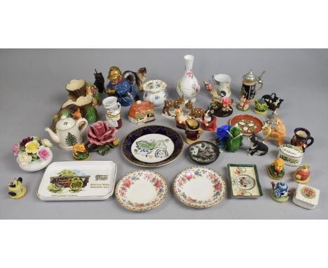 A Collection of Various Resin and Ceramic Ornaments to comprise Miniature Spode Christmas Tree Teapot, Ornaments, Animals Etc