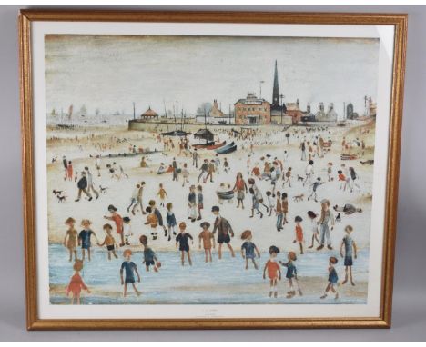 A Framed Lowry Print, At The Seaside, 60x50cms 