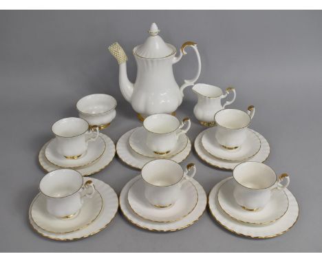 A Royal Albert Val D'or Coffee Set to comprise Six Cans, Saucers, Side Pates, Coffee Pot and Sugar Bowl 