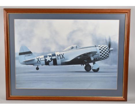 A Framed Photograph Print of Republic P-47 Thunderbolt, 62x42cm 