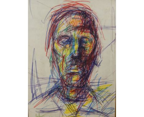 Stuart Asher (20thC).  Head and shoulders portrait, multi-media, signed and dated Jan (19)83, 54cm x 37cm, and five others by