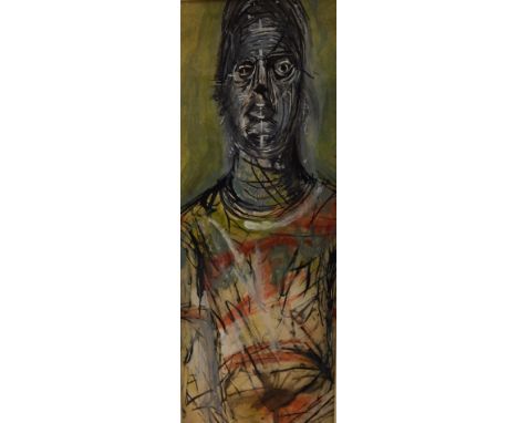 20th Century School.  Half length portrait, oil on board, 41.5cm x 14.5cm, and another signed Silvere Croix (2)