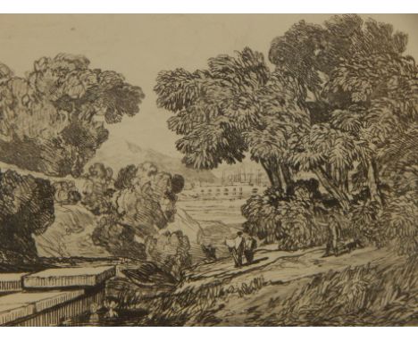 John Sell Cotman (1782-1842).  A Study, etching, 16cm x 21cm.  Label verso - William Weston Gallery, London