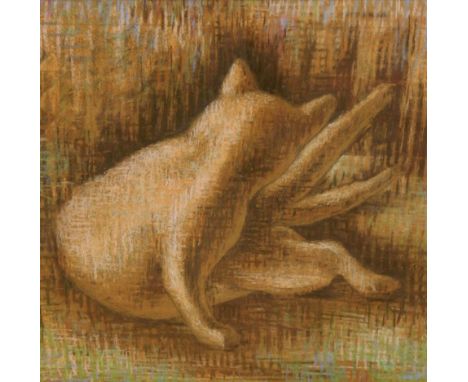 Joseph Smedley (1922-2016).  Cat washing itself, pastel, signed, 41cm x 41cm and another - cat with lamp (2)