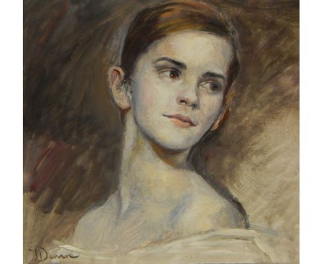 J Dunn (20thC).  Head and shoulders portrait, oil on board, signed, 27cm x 28cm, and another signed Johns (2)