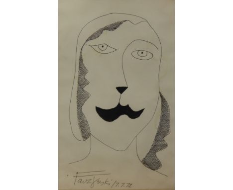 Jerzy Faczynski (1917-1994).  Portrait of a gentleman, ink drawing, signed and dated 9.11.(19)75, 16cm x 10cm, and another.