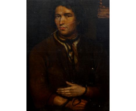 18thC British School.  Jack Shepherd Burn - 1702, executed 1724, half length portrait of a convict, oil on canvas, inscribed,