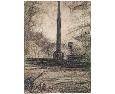 Alfred KubinZiegeleium 1902/03Tusche gespritzt und laviert, Kohle, weiß gehöht auf Katasterpapier23,6 x 17,3 cmSigniert recht