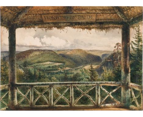 Rudolf von AltBlick von der Dorotheenbaude auf die Hügel und Wälder bei Schloß Grätz1845Aquarell auf Papier (ungerahmt)31,5 x