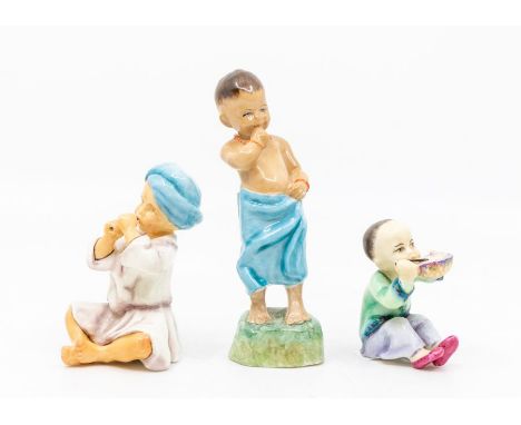 Three Royal Worcester figures by FG Doughty including Burma, India and China