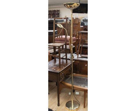 Modern floor standing Standard lamp, powder coated brass