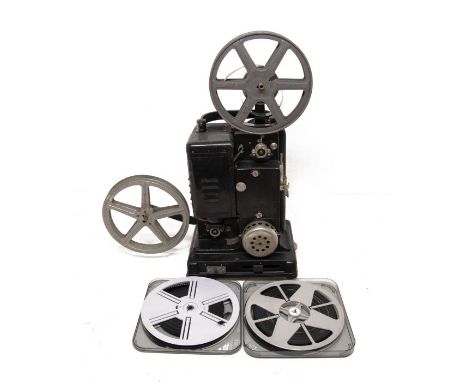 Vintage mid 20th Century Movecton black film projector with wheels, made by AGFA