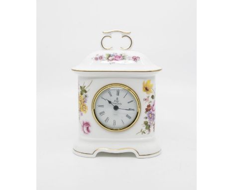 Royal Crown Derby Posie pattern mantle clock, in box