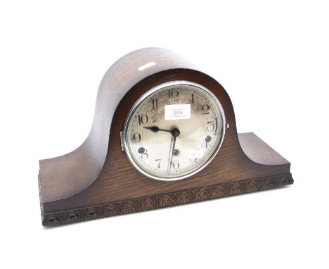 Early 20th Century Napoleon hat 8 day mantle clock with Art Nouveau detail
