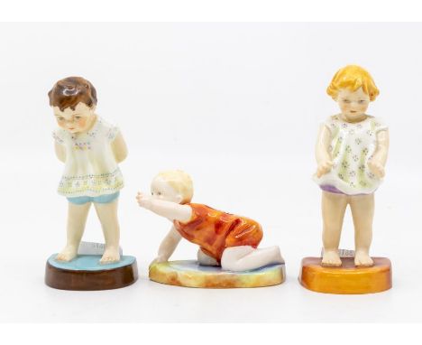 Three Royal Worcester figures by FG Doughty including Tommy, Michael and Joan