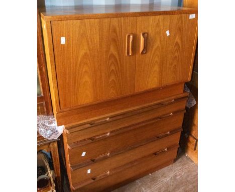 1960s teak drinks cabinet, along with 1960s teak bedside chest of drawers