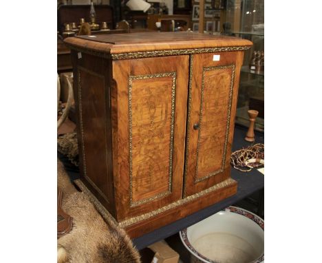 Parisian inlaid table top cabinet with drawers and gilt metal detailing