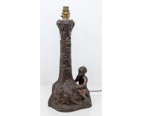 Imp with tree stump lamp base in terracotta&nbsp;