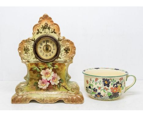 A Royal Vienna A G Harley Jones clock and a Minton chamber pot (2)