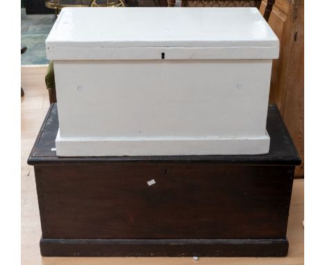 Two 19th Century tool chests, one is black and the other white gloss, both with carry handles