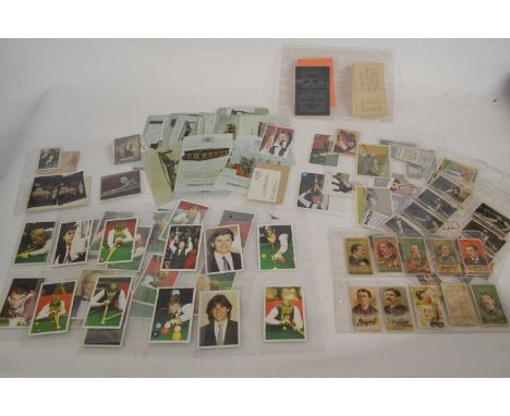 Collection of various snooker-related Collectors Cards, Cigarette Cards, and other Ephemera.