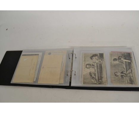 A collection of various Billiard related Postcards, incl French caricature players, b/w billiard rooms, etc, all mounted in a