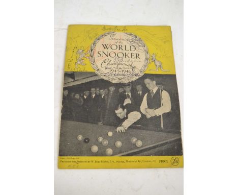 A souvenir signed World Snooker Championship program 1945/46, signed front and back by players from the tournament