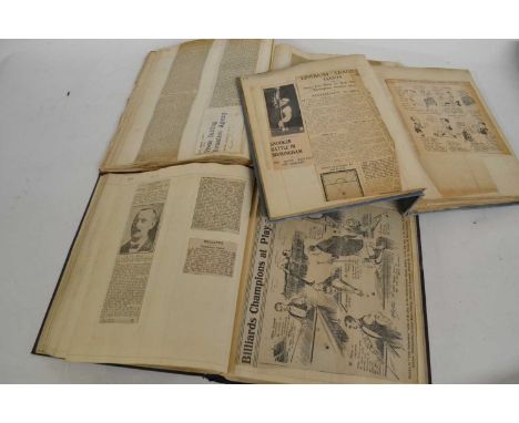 Three various volumes containing a collection of snooker-related Newspaper Cuttings.