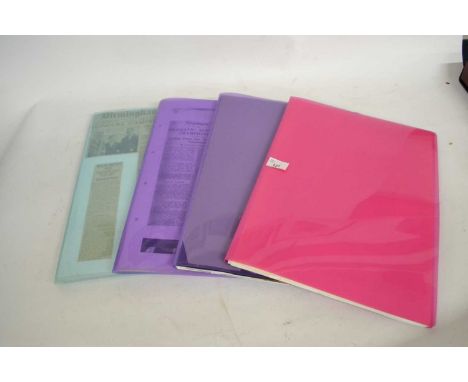 Five folders containing newspaper cuttings, caricatures, cartoons, all snooker related from 1930's onwards