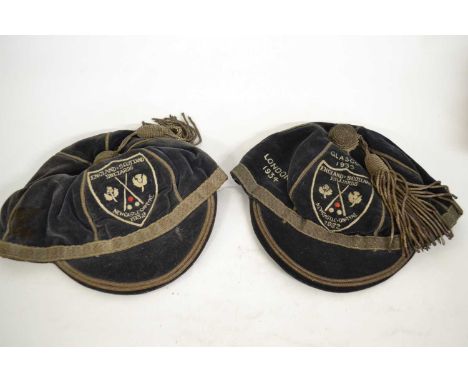 A pair of Caps, for the 1932 England &amp; Scotland Billiards, Newcastle upon Tyne.