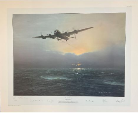 World War II 30X24 print titled Alone at Dawn limited edition 196/500 signed in pencil by the artist Gerald Coulson, Sir Mich