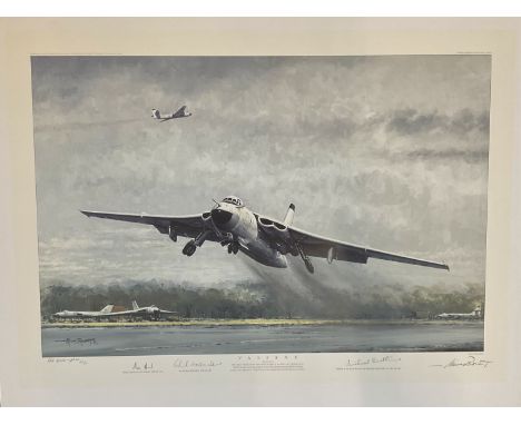 World War II 27x20 colour print titled Valiant limited RAF proof 2/25 signed in pencil by the artist Michael Rondot, Sir Geor