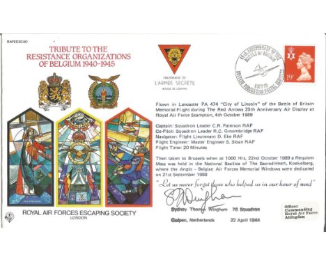 Secret Army cachet on Tribute to the Resistance Organizations special signed cover signed by Sydney Thomas Wingham SC40bAH. 1