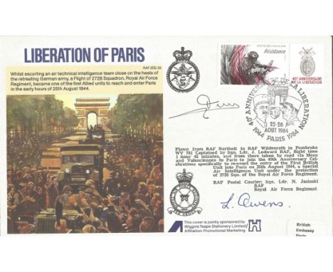 M L Duval and Len Owens signed Liberation of Paris special cover RAFES SC34c. 2. 00 40th Anniversary of Liberation French sta