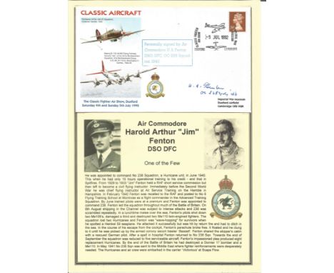 WW2 Battle of Britain fighter ace Air Commodore Harold Arthur Jim Fenton DSO DFC OC 238 Sqdn signed Classic Aircraft RAF WW2 