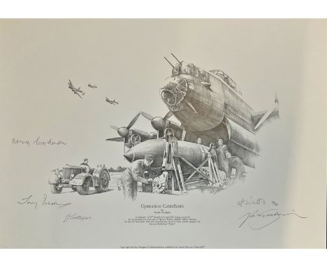 World War II 16x12 print titled Operation Catechism limited edition 144/150 signed in pencil by the artist Nicolas Trudgian a
