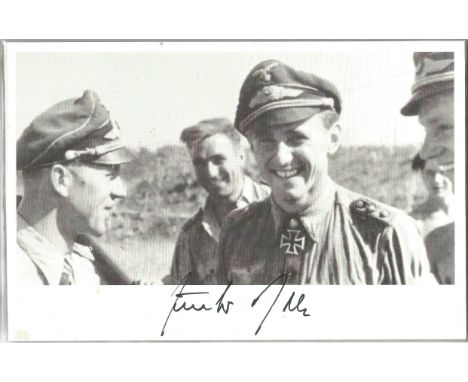 Luftwaffe ace Gunter Rall signed 7 x 4 inch b/w photo. Good condition. All autographs come with a Certificate of Authenticity