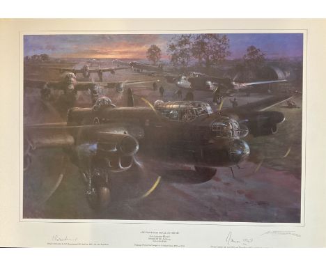 World War II Lancaster 23x17 print titled And Darkness Shall Cover Me limited edition 333/850 signed in pencil by the artist 