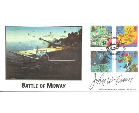 Pearl Harbour John Finn CMH signed Battle of Midway Official BHC FDC. John William Finn (24 July 1909 - 27 May 2010) was a sa