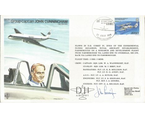 WW2 Top nightfighter ace John Catseyes Cunningham DSO DFC signed on his own test pilot cover. Good condition. All autographs 