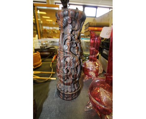 Thai Carved Hardwood Lamp Base